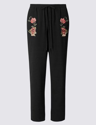 Embroidered Tapered Leg Joggers